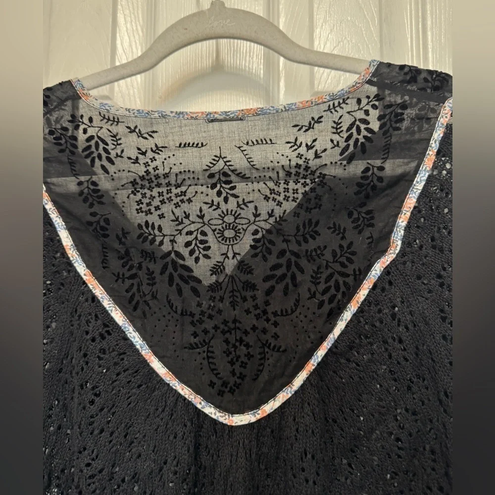 Free People Black Lace Long Sleeve Women’s Top Boho Festival